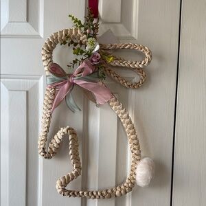 Easter Braided Bunny Wreath with Pastel Bow